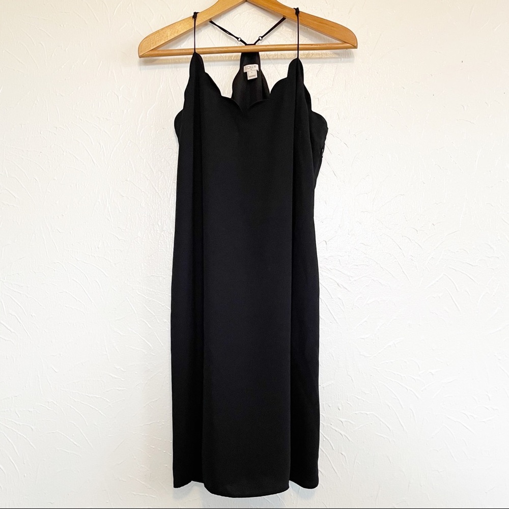 J. Crew Factory Scalloped Black Tank Dress Size 8